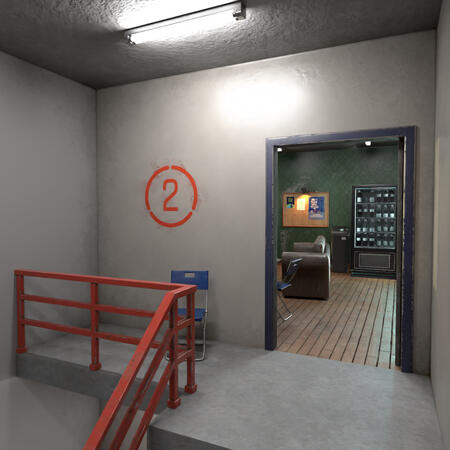 the second floor. a common room is next door...